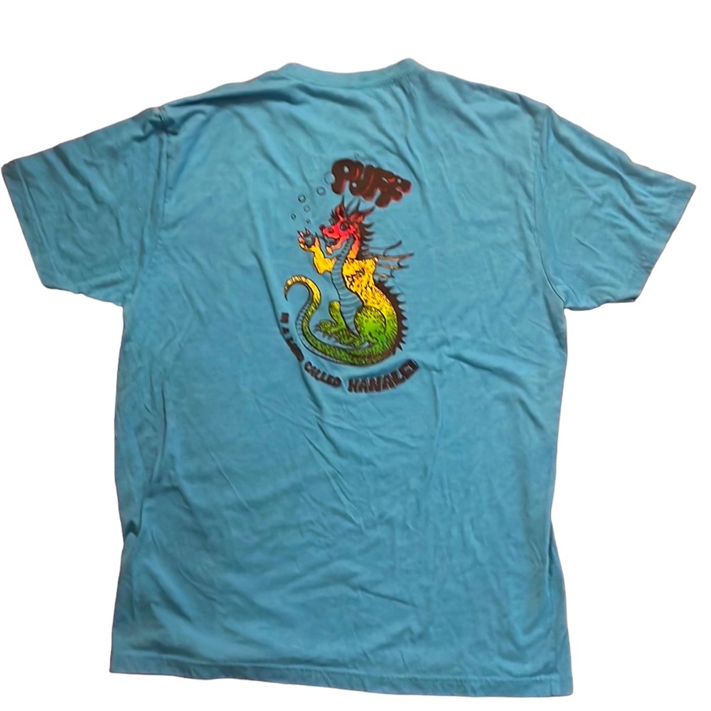 Puff The Magic Dragon T-shirt Woman’s Hanalei Kauai Bright Blue Size M Hawaii